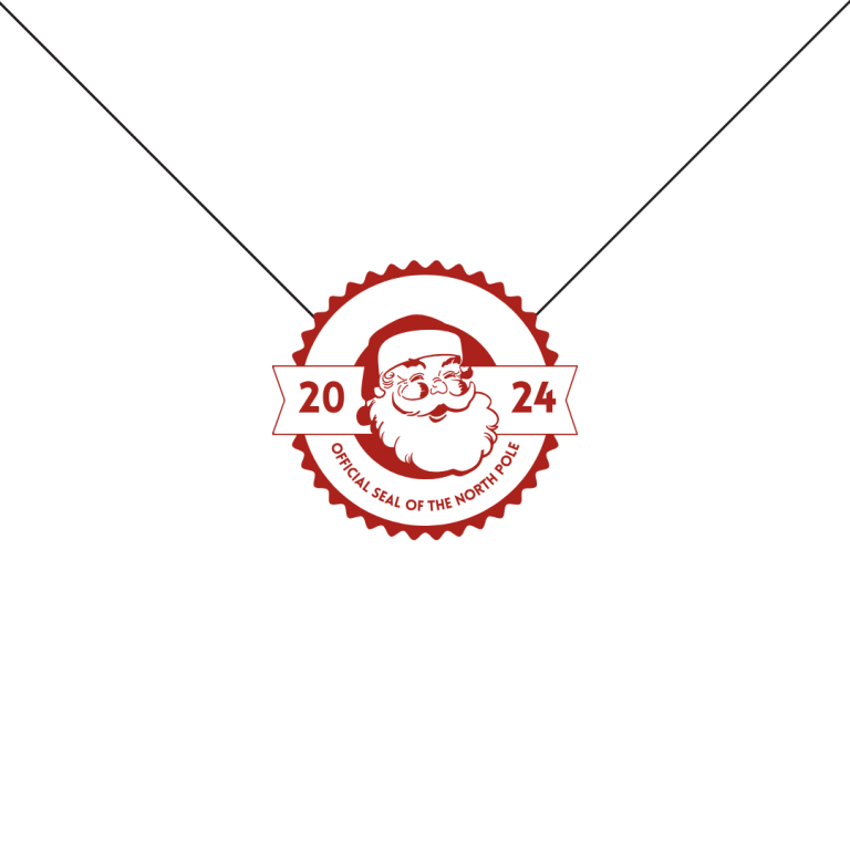2024 Official North Pole Seal with Santa's face and a banner reading 'Official Seal of the North Pole.